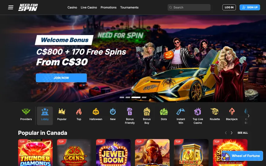 Need For Spin casino lobby